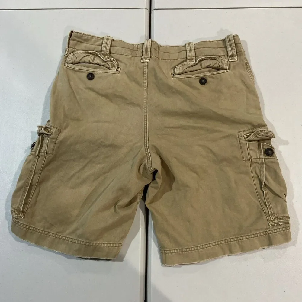 American Eagle Outfitter Men Classic Length Stone Gray Khaki Cargo Shorts Sz 38